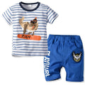 Boys 2 Pcs Set Cotton Dinosaur Printed Tops And Shorts