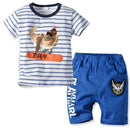 Boys 2 Pcs Set Cotton Dinosaur Printed Tops And Shorts