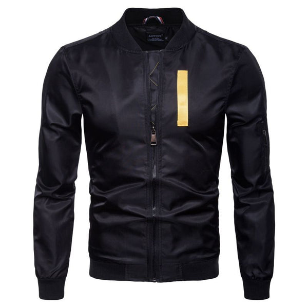 Men Slim Fit Standing Collar Zipper Jacket