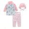2 Pcs Girl Fresh Printed Pink Swimwear And Bathing Cap