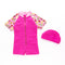 2 Pcs Girl Zipper Design Swimwear And Cap