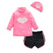 3 Pcs Girl Pink Swimsuit And Cap
