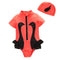 2 Pcs Girl Swan Pattern Swimwear And Bathing Cap