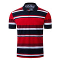 Men Cotton Stripes Printed Short Sleeves Polo Shirts