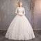 Women Dreamy Lace Half Sleeve Design Adjustable Lace-up Floor Length Wedding Dress