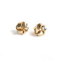 Simple Women Golden Color Twisted Flower Shape Stud Earrings