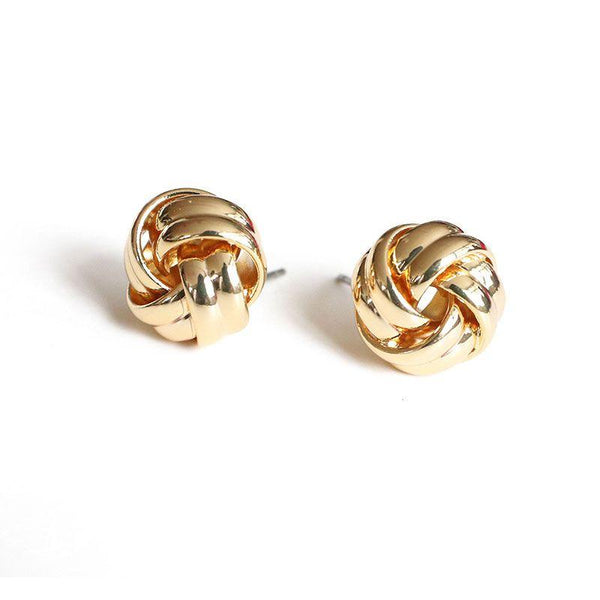 Good Quality Gold Plated Abstract Twisted Design Stud Earrings
