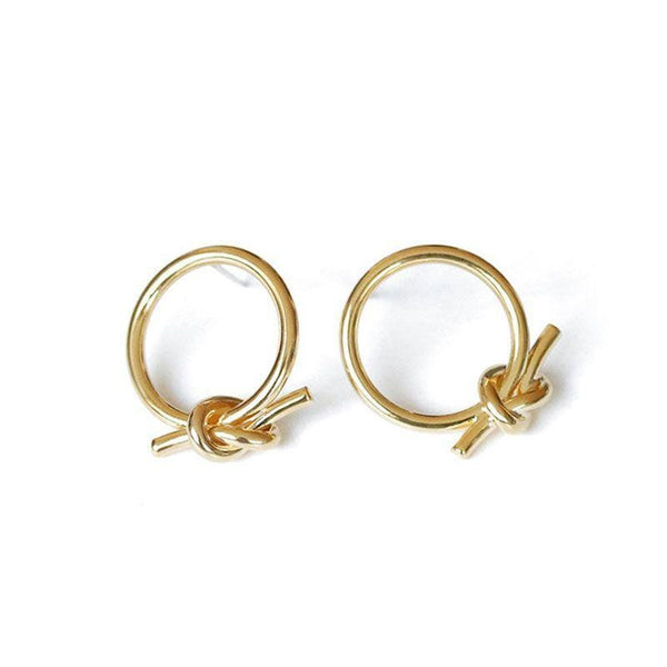 Women Simple Knotted Design Hollow Stud Earrings