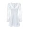 Fashion White V Neck Hollow Out Long Sleeves Chiffon Dress