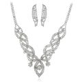 Creative Braided Design Women Shiny Rhinestone Necklace Earrings Set
