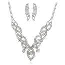 Creative Braided Design Women Shiny Rhinestone Necklace Earrings Set