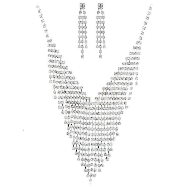 Women Exaggerated Multilayer Tassel Design Rhinestone Jewelry Set