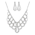 Classic Drop Shape Hollow Design Women Rhinestone Jewelry Set