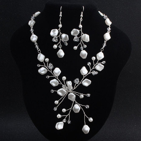 Fashion Irregular Imitation Pearl Design Women Wedding Jewelry Set