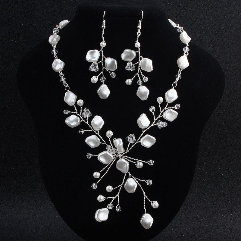 Fashion Irregular Imitation Pearl Design Women Wedding Jewelry Set