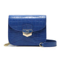 Bright Color Stone Grain Genuine Leather Metal Chain Crossbody Bag