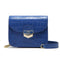 Bright Color Stone Grain Genuine Leather Metal Chain Crossbody Bag