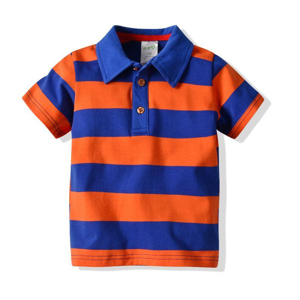 Boys Cotton Stripes Printed Polo Shirts