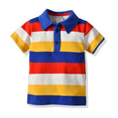 Boys Cotton Stripes Printed Polo Shirts