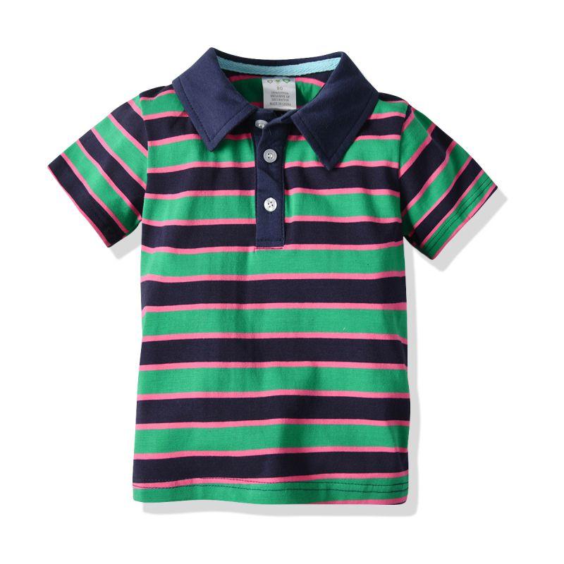 Boys Cotton Stripes Printed Polo Shirts