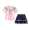 2 Pcs Sweet Teenager Girl Cotton Tees And Patchwork Skirts