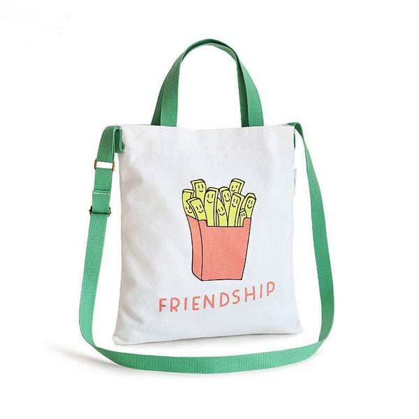 Creative Cartoon Fried Chips Design Summer Fresh Style Tote Bag