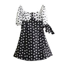 Contrast Heart Printed Square Neck Summer Mini Dress