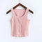 Casual Women Button Up Rib-knit Solid Color Tank Top