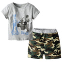 2 Pcs Boy Cotton Short Sleeves Set