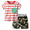 2 Pcs Boy Casual Print Short Sleeves And Shorts