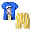 2 Pcs Boy Cotton Cartoon Print Tops And Shorts