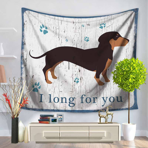 130*150cm Polyester Cute Dog Printed Rectangle Tapestry