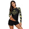 Women Round Collar Long-sleeve Floral Print Swimwear Tops