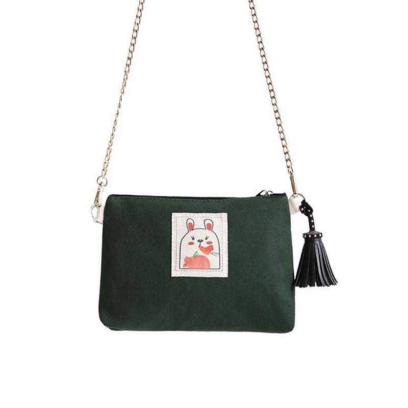 Cartoon Pattern Metal Chain Tassel Design Crossbody Bag