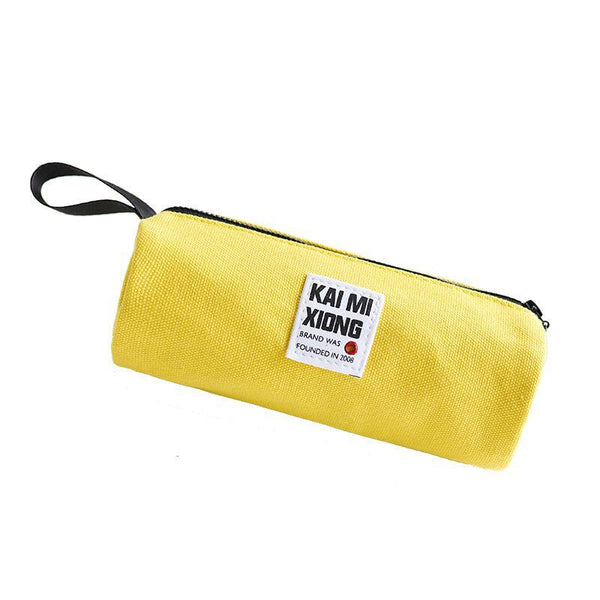 Bright Round Shape Canvas Coin Pen Holder With Handle