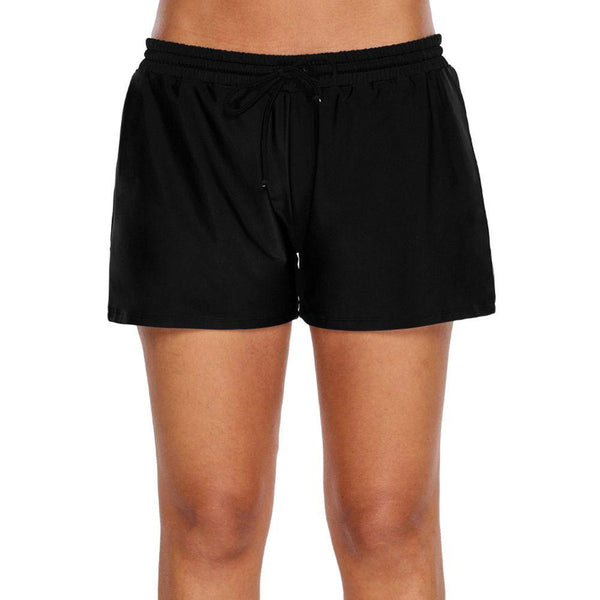 Women Loose Pattern Quick-dry Lace-up Conservative Beach Shorts