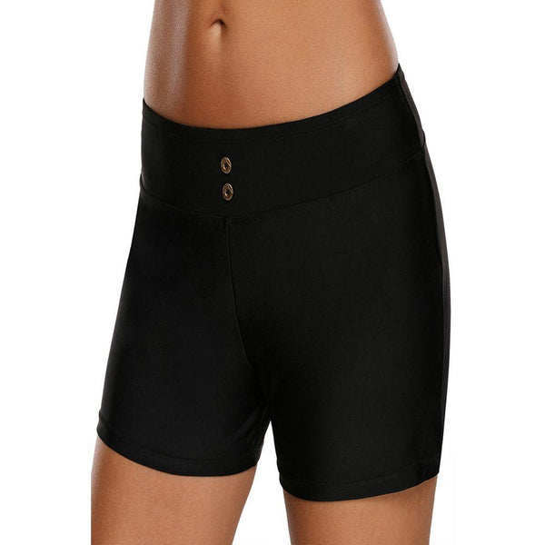 Women Black Color Casual Stretchy Swimming Shorts