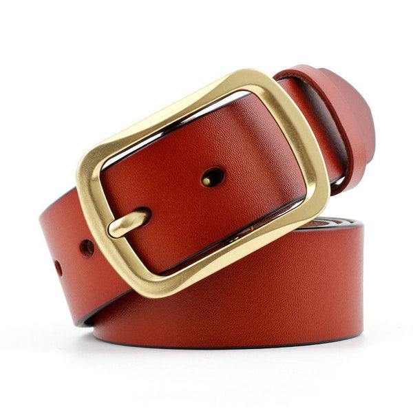 Creative Metal Buckle Men Solid Color Genuine Leather Casual Belt
