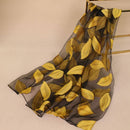 Fashion Leaf Pattern Organza Spring Summer Long Length Scarf