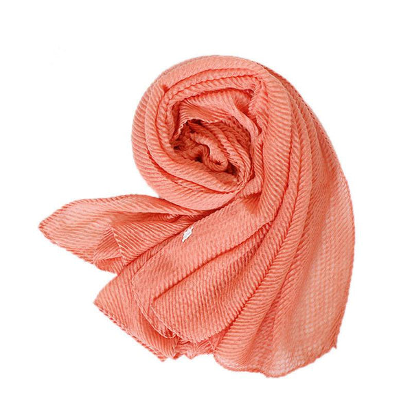 Hot Sale Pleated Fabric Plain Pattern Women Large Size Scarf