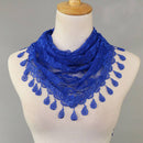 Hot Sale Small Size Solid Color Lace Tassel Triangle Scarf