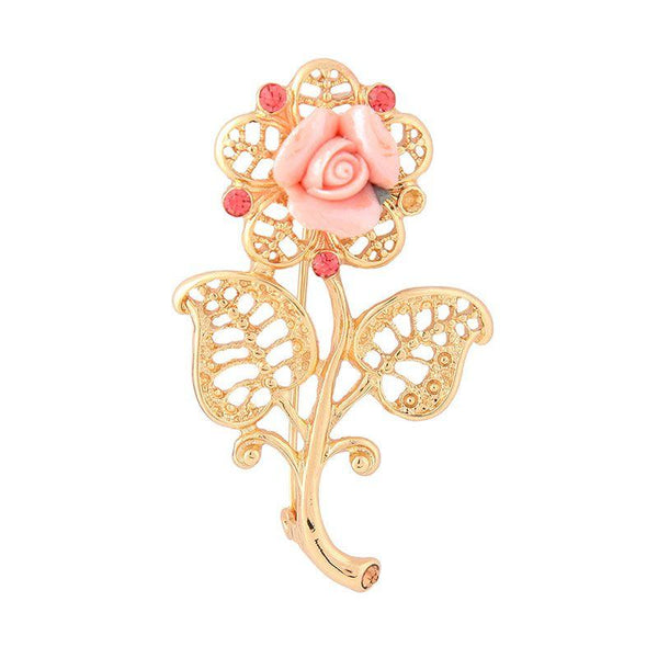 Fashion Hollow Out Rose Shaped Women Resin Flower Brooch