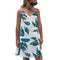 Women Fashion V Neck Leaves Print A-line Slip Dress