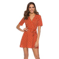 Women Tailored  Polka Dot Printed Wrap Dress