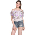 Women Off Shoulder Defined Waist Short-sleeve Chiffon Top