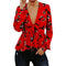 Women Deep V Neck Flounce Long-sleeve Floral Print Blouse