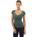 High Quality Women V Neck Surplice Short-sleeve Cotton Top