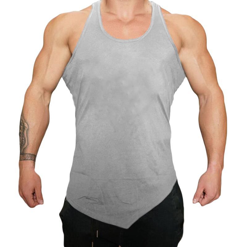 Men Cotton Plain Irregular Design Sports Tanks