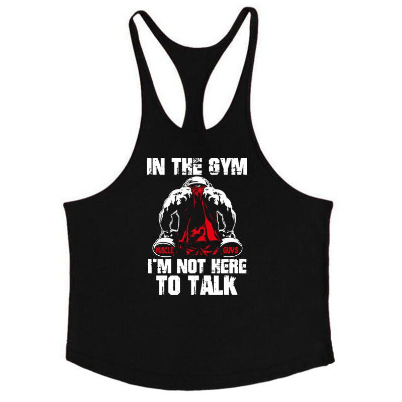 Men Cotton Printed Y Back Muscle Sports Tanks