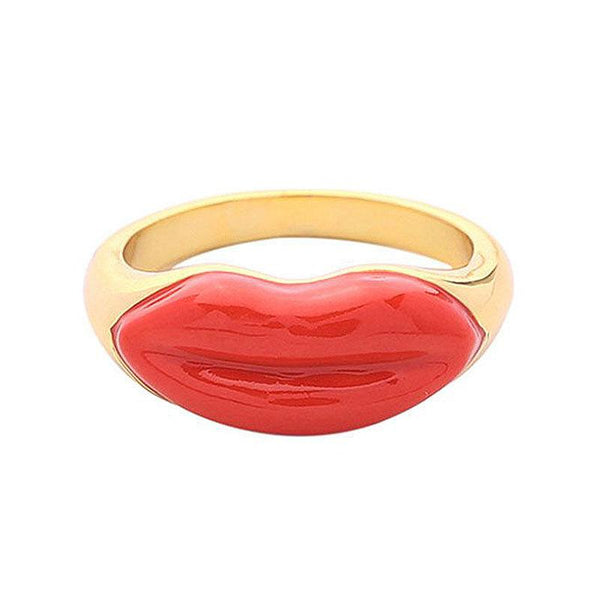 Fashion Unique Enameled Lip Pattern Women Casual Ring